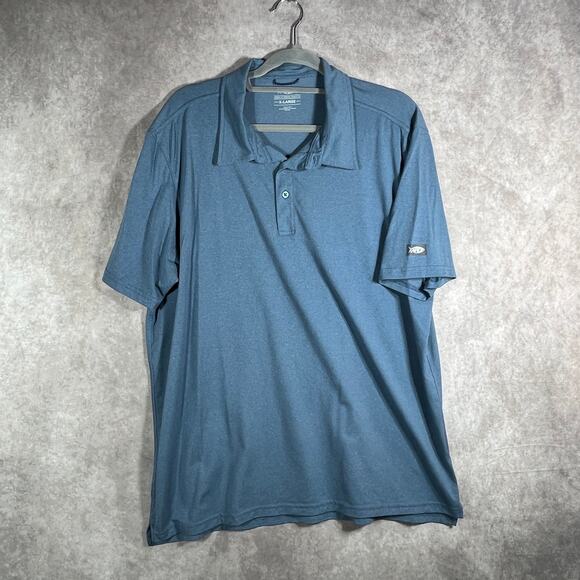 AFTCO Fishing Polo Shirt Mens Size XL Blue AFTech Short‎ Sleeve Outdoor Stretch - Picture 1 of 10